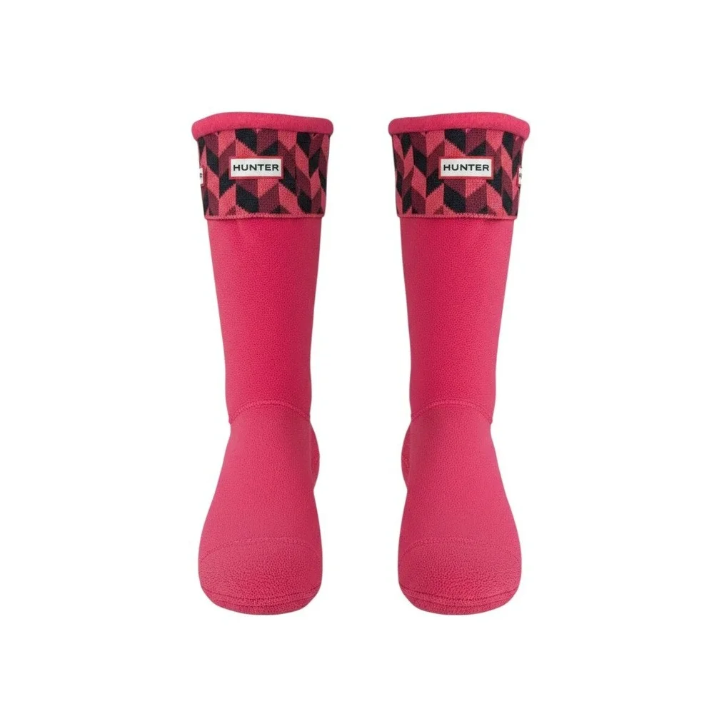 Hunter Fleece Boot Socks Pink Black Buffalo Plaid Logo‎ Women's Size M  US(5-7)